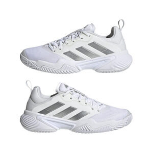 Adidas Women’s Barricade Shoes Size 8.5 Medium White Silver Metallic Grey NIB